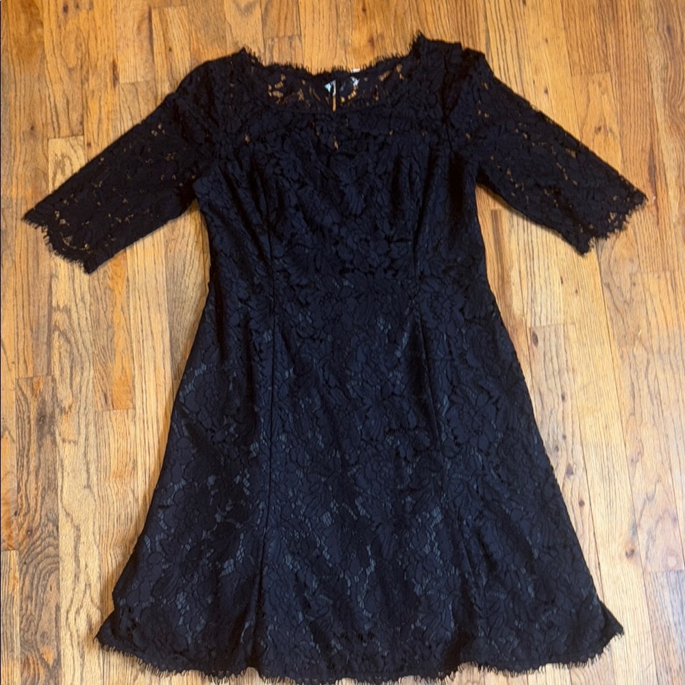 Eliza J Black Sheath Dress Boat Neck 3/4 Sleeve